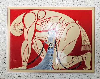 ERTE - SAMSON et DELILAH - Métal or (Au) sur porcelaine cuite sur acier - pièce n° 4.