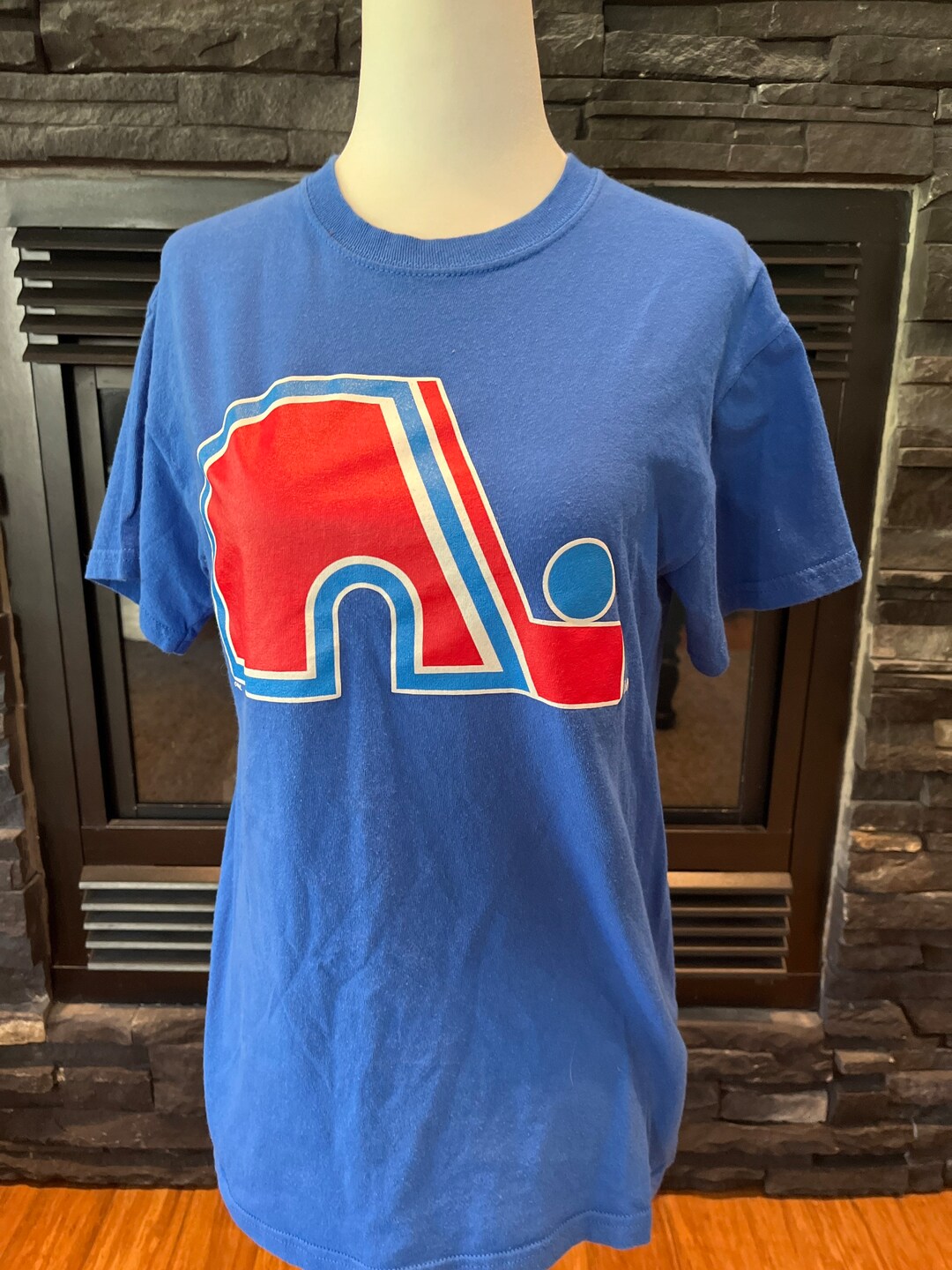 Quebec Nordiques NHL Tri-Blend T-Shirt - Heather Grey With Chest And Back Print, Officially Licensed