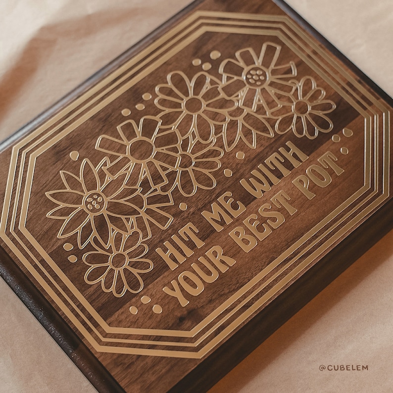 Groovy Floral Hit Me With Your Best Pot Funky Wood Sign Wall Decor