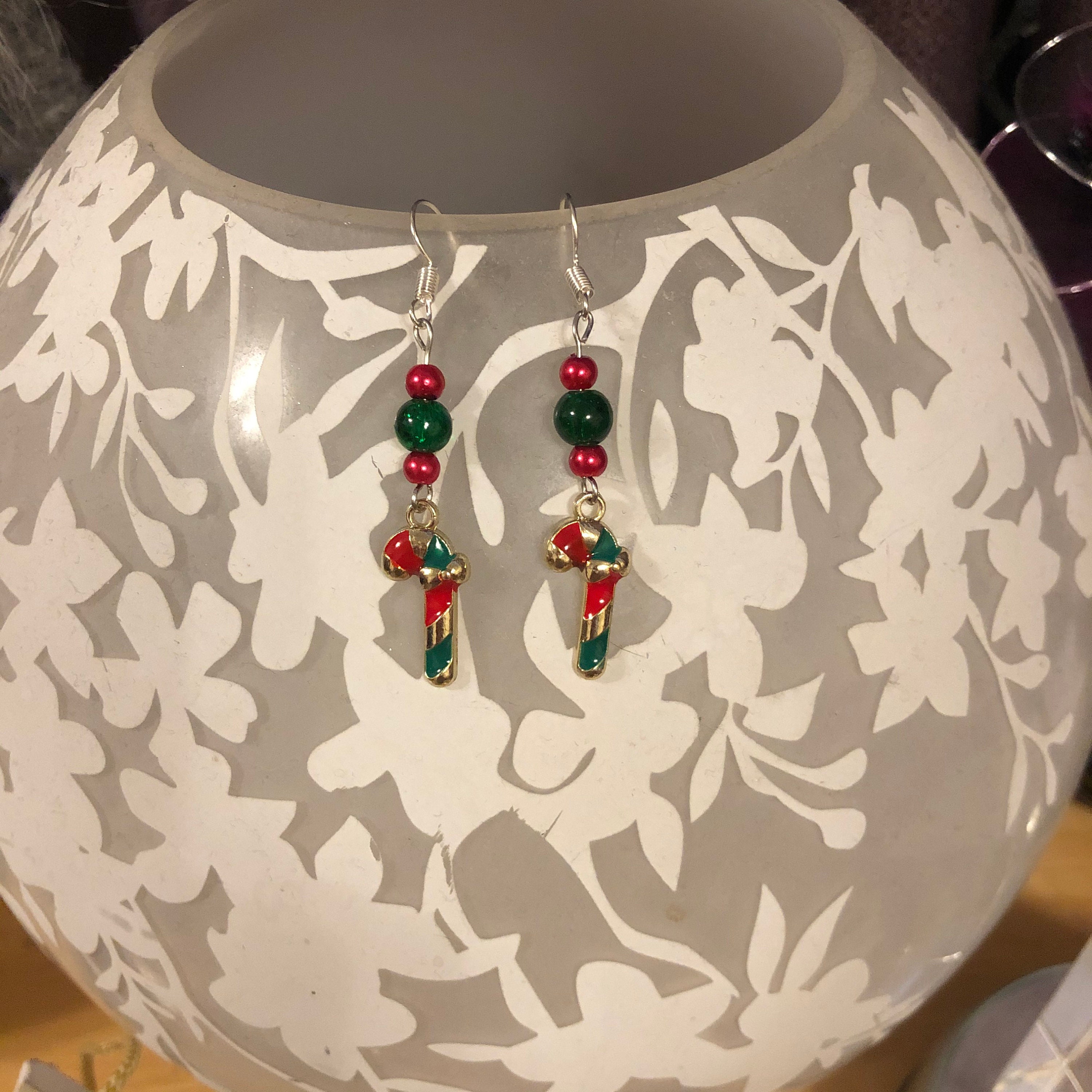 Handmade Candycane Christmas earrings Etsy.de