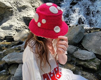 Mushroom hat, crochet custom mushroom hat, toadstool hat, Cottagecore, unisex