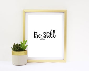 Estar quieto y saber Salmo 46:10 16x20 8x10 Digital Descargar Verso Bíblico Imprimible