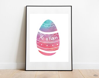 Es resucitado acuarela huevo de Pascua 8x10 16x20 impresión digital