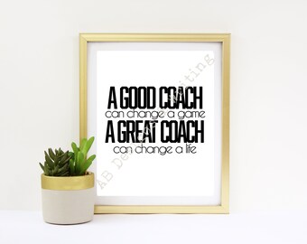 Impresión digital de entrenador inspirador, motivación del entrenador de fútbol, motivación del entrenador de baloncesto, descarga instantánea, deportes imprimible