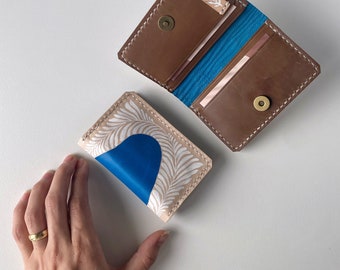 Veg-tan leather cards wallet , Handmade Genuine leather cards case for her, Credit card holder for women