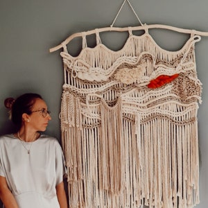Modern Macrame Big Contemporary Artwork Weaving Hanging Wall Tapestry