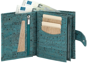 Portefeuille femme Simaru « Classique » fabriqué dans l'UE avec protection RFID et liège végan