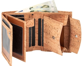 Men’s Cork Wallet with 3 Transparent Viewing Windows