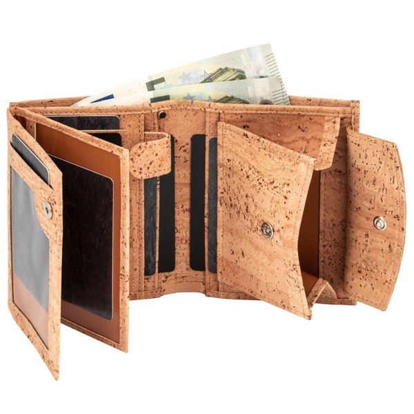 Men’s Cork Wallet with 3 Transparent Viewing Windows