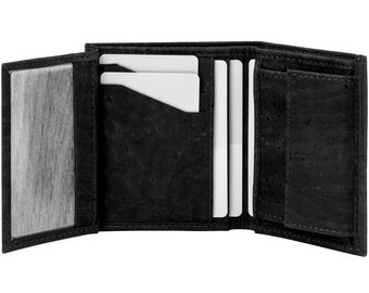 Simaru kompakter Geldbeutel Geldtasche Geldbörse Made in EU mit RFID schutz  Vegan aus Kork mit Klappe