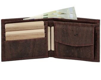 Herren-Geldbeutel Portemonnaie Geldbörse Made in EU  Vegan aus Kork  Classic mit RFID Schutz (BRAUN)