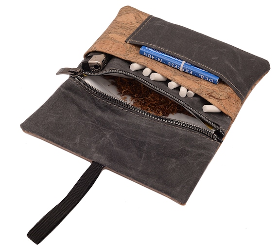waterproof tobacco pouch Waterproof Tobacco Pouch Made of Cork and Waxed English Oxford Fabric