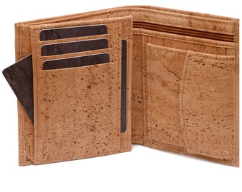 Portefeuille homme premium en liège, fabriqué dans l'UE, avec protection RFID, végan, MAEL Beige