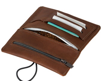 Premium Leather Tobacco Bag Sac rotatif Sac à tabac avec caoutchouc remplaçable « SINTRA » (brun clair)