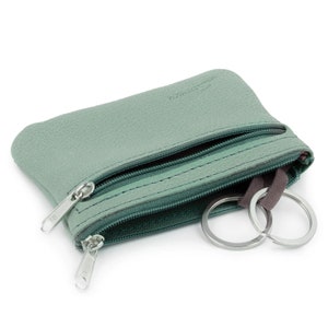 Benthill Schlüsseltasche Echt-Leder mit 2 Schlüsselringen - Schlüsseletui  mit Kartenfach - Schlüsselanhänger mit Kleingeldfach, Farbe:Braun :  : Fashion