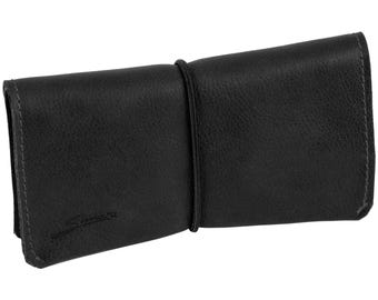 Leather tobacco pouch with interchangeable rubber "SINTRA" - (black)