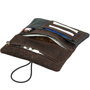 Tabaktasche Tabakbeutel  Drehertasche  Vegan aus Kork  Madeira und feinem Oxfordstoff mit auswechselbarem Verschluss