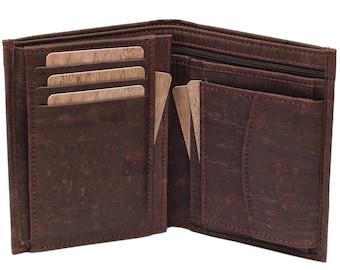 Portefeuille Simaru, porte-monnaie, fabriqué dans l'UE avec protection RFID, végan, en liège, modèle premium pour homme « MAEL » (marron)