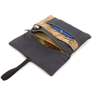 Tabaktasche Tabakbeutel "BARREIRO" aus Stoff & Kork, Stoff außen (Anthrazit/Granada)