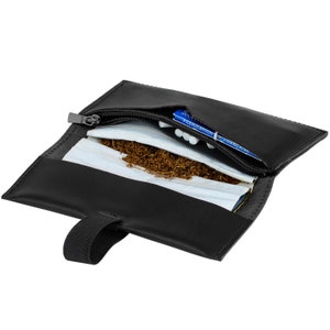 35g Leder Tabaktasche Drehertasche Tabakbeutel  "LEIRIA" - (Schwarz)