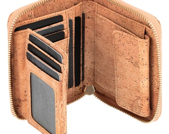 Small ladies cork wallet with zipper