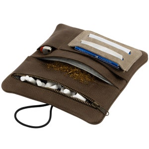 Simaru Sac à tabac en cuir de qualité supérieure, sac à rouler, sac à tabac avec fermeture interchangeable, fabriqué en UE (marron)