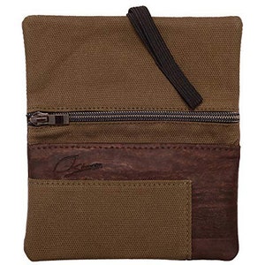 Stabile und wasserfeste Tabaktasche Tabalbeutel "BARREIRO" aus Korkleder und feinem Oxfordstoff (Braun/Grün)