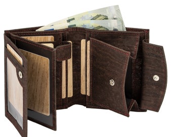 Herren-Geldbörse Geldbeutel Portemonnaie Portmonee Vegan aus Kork mit RFID schutz   10 Karten + Sichtfenstern