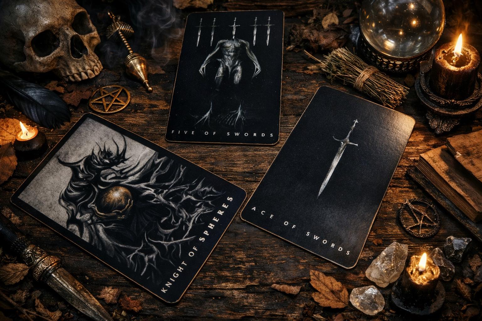 Black Tarot Deck - 78 Cards - Dark Gothic Shadow Work Divination Tarot ...