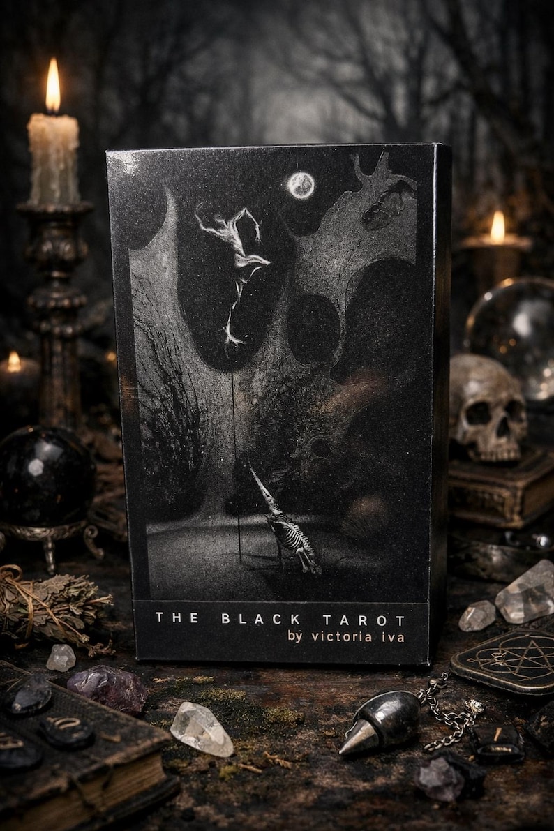 Black Tarot Deck - 78 Cards - Dark Gothic Shadow Work Divination Tarot ...