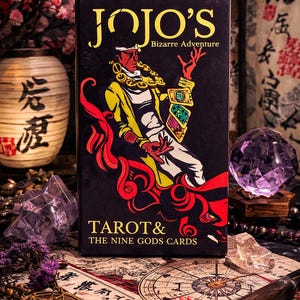 Anime Manga Tarot Deck Paired w/ Orange Calcite Stone – 84 Card - Jojo Inspired Bizarre Adventure Tarot - (Reprint Edition Mini Pocket Size)