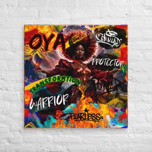 Oya Orisha Spiritual Canvas – Yoruba Goddess of Death, Rebirth & Transformation Decor - Goddess of War and Protection - African Goddess Art