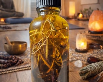 Aceite Hoodoo de Frecuencia de Enraizamiento y Equilibrio - Aceite de Alineación de Chakras - Aceite de Meditación para la Estabilidad Espiritual