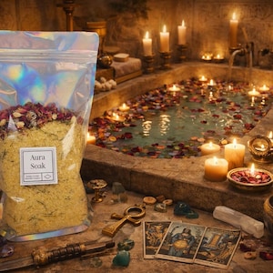 1 Pound-Aura Dead Sea Salt Herbal Minerals Soak-Psychic Blend-Stimulate Third Eye & Crown-Nurture Abilities-Replenish Aura-Energy Recover