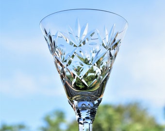 Vintage Set of 6 Delicate Cut Crystal Wine/Sherry Glasses