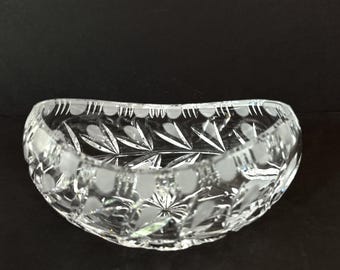 Cut Lead Crystal Oval Bowl, Czechoslovakia