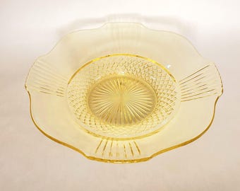 Depression Era Lancaster Glass Amy 10" Yellow Glass Bowl 1930s-40s
