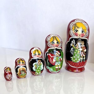 Russian Matryoshka Babushka Fairy Tale Nesting Dolls Set, Russia