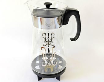 MCM Pyrex 12C. Glass Coffee Serving Carafe with Plastic Warming Base, USA 1960s