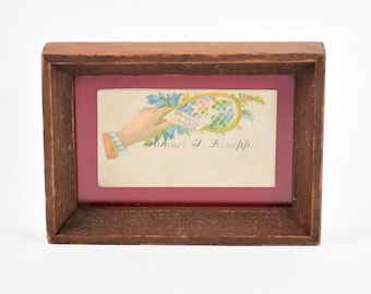 Antique Small Framed Victorian Calling Card, "Samuel S. Knepp"