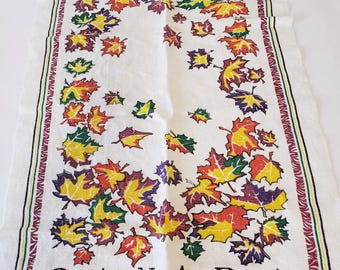 Vintage Linen Tea Towel 'Canada" Autumn Leaves by Magenta, Made in Canada