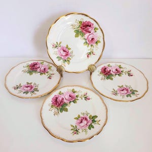 Royal Albert &quot;American Beauty&quot; Bone China Bread Plates Set of 4, England 1941-1998