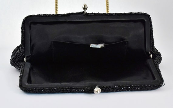 Vintage Satin Evening Bag/Clutch Purse, Black Gla… - image 3