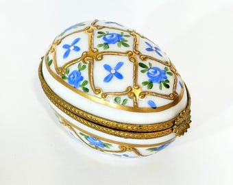 Vintage Limoges Hand-Painted Porcelain Egg Music Box