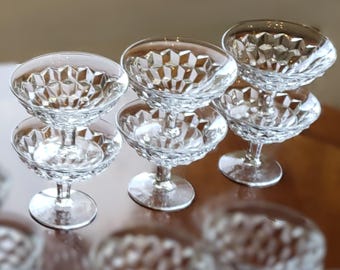 Fostoria Glass American Set of (6) Flared-Rim Low Sherbet/Champagne Glasses USA