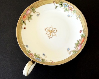 Antique Noritake M Nippon Moriage Porcelain Nappy Handled Bowl,