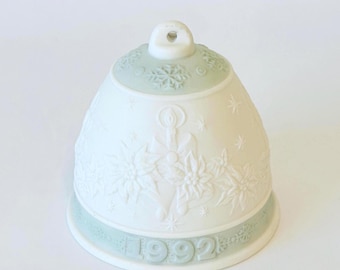 LLadro 1992 Blue & White Nativity Scene Christmas Bell Ornament