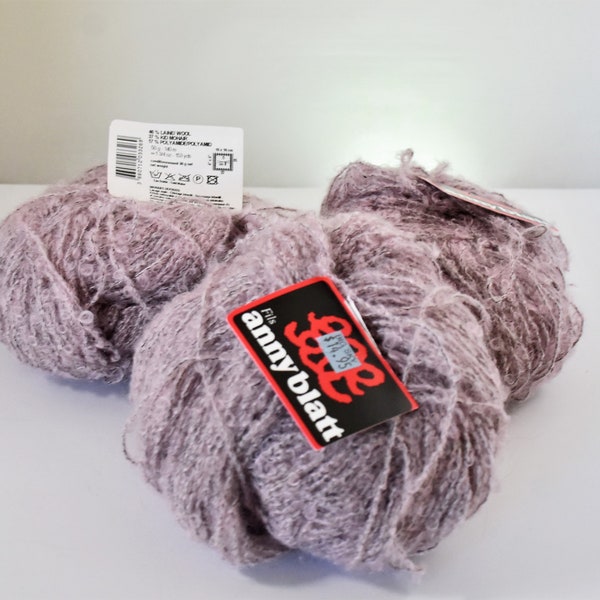 Anny Blatt, France "Chimere" Yarn (3) Skeins, Appr. 153yds. Ea., 46% Wool, Balance Kid Mohair, Polymide