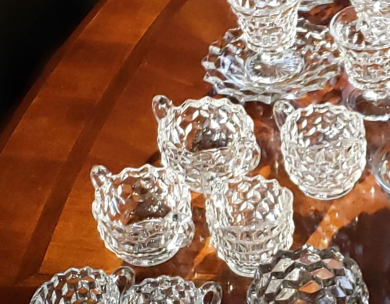 Fostoria "American" Ice Cube Pattern Glass Dinnerware, Sold by Type, 1930-50s USA Bild 6
