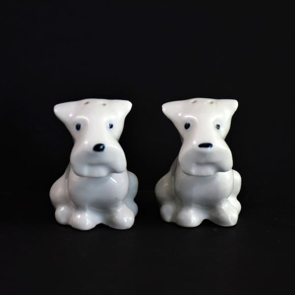 1940s Scotty Dog Salt & Pepper Shaker Set, Ceramic